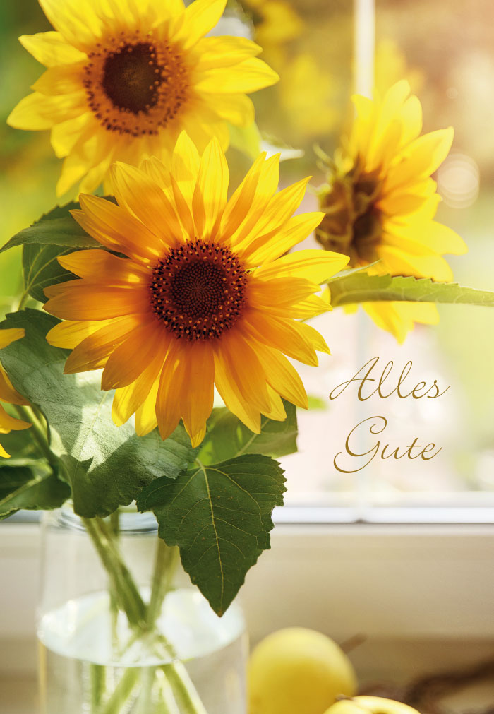 Blumen - Sonnenblumen in Glasvase NEU!!!
