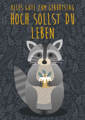 Postkarte - Waschbär, illustriert