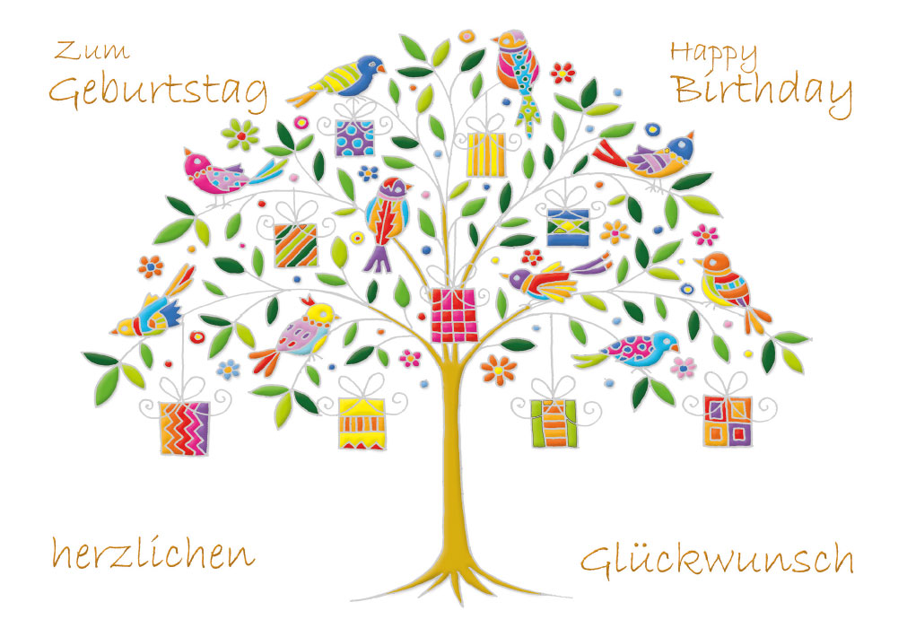 Geburtstag - Baum der Geschenke, illustriert