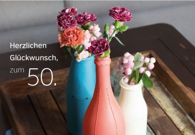 Zahlengeburtstag - Blumensträuße in Vasen