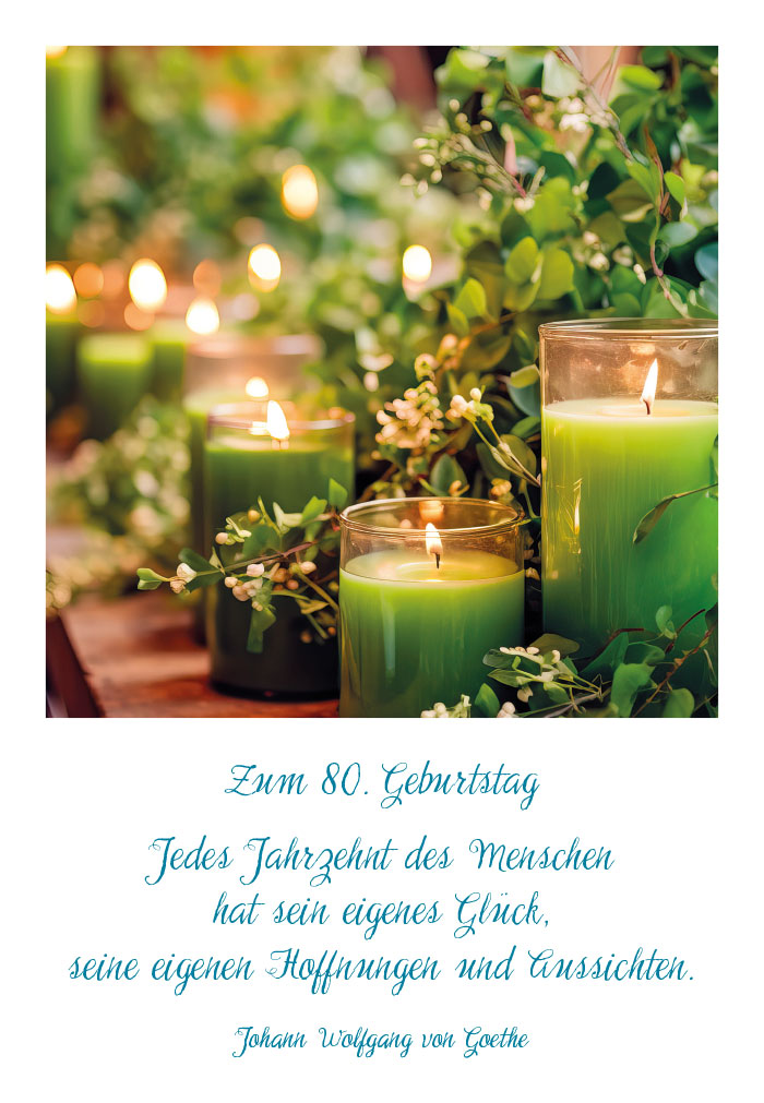 Zahlengeburtstag - brennende Kerzen, Blumen, Tisch