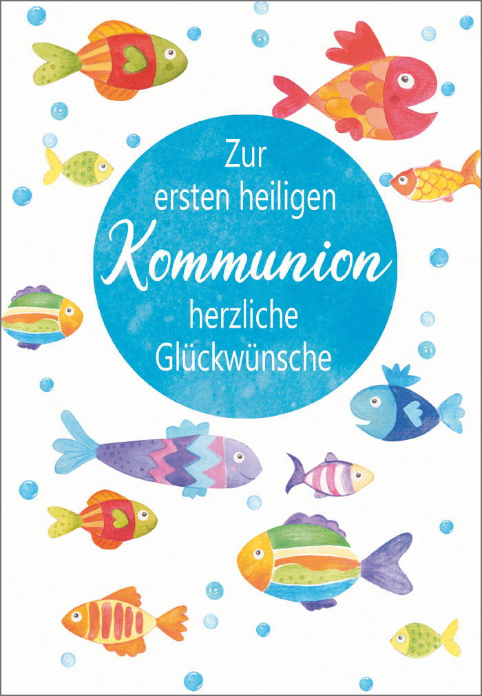 Kommunion - verschiedene, bunte Fische, Illustration