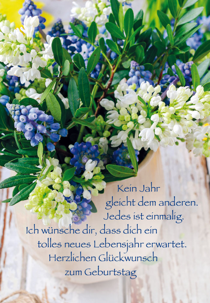 Geburtstag - Blumen, Hyazinthen lila, weiß