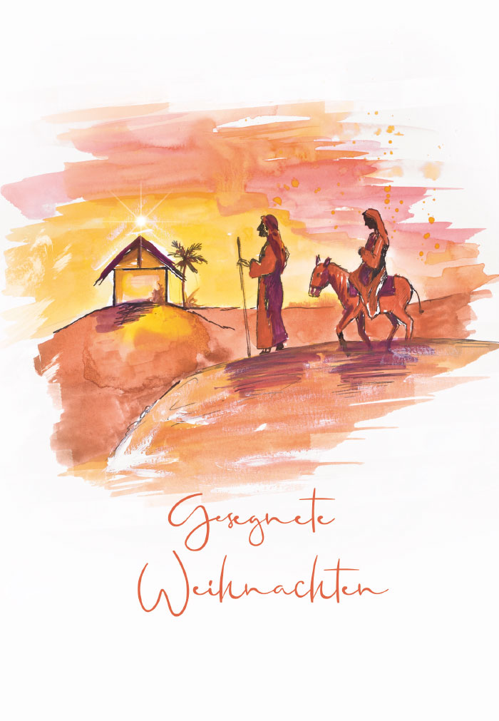 Weihnachten - Josef und Maria auf dem Weg, Illustration