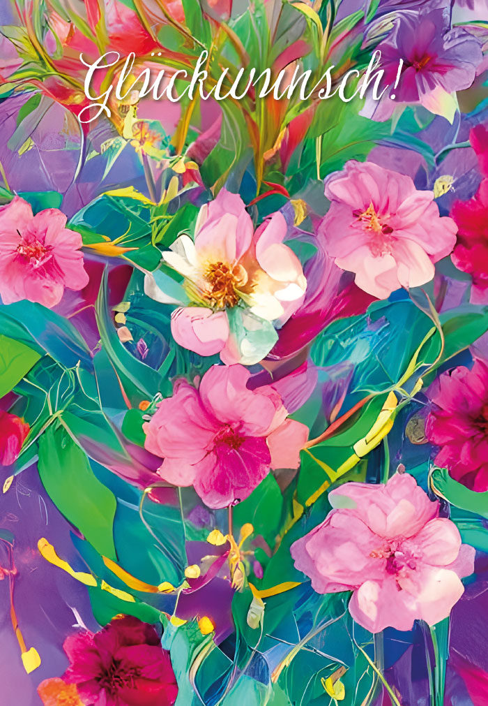 Blumen - gemalte rosa Blumen im Strauß