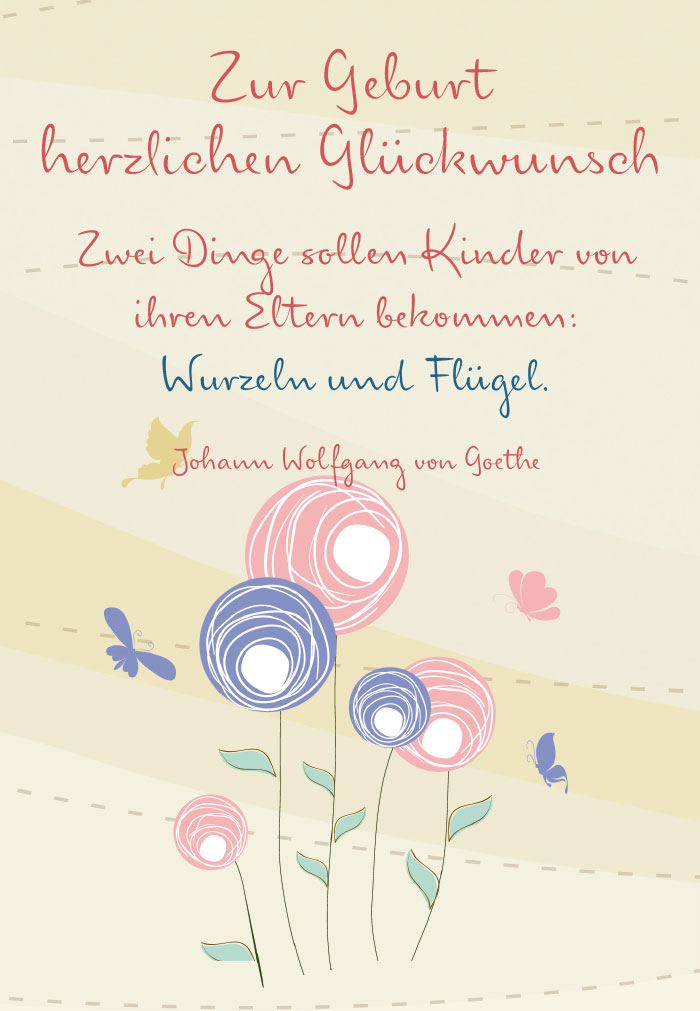 Geburt - Blumen, Text, illustriert