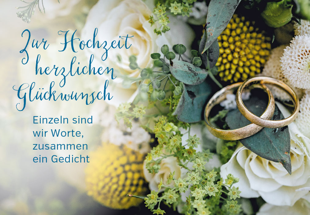Hochzeit - zwei Ringe, Blumen gelb, weiß