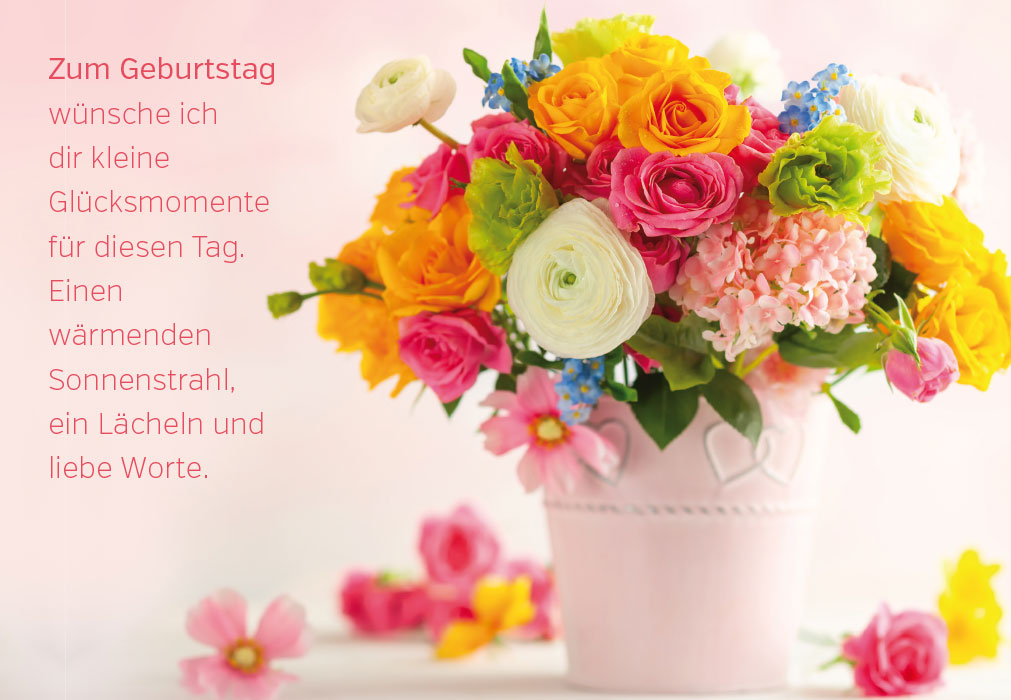 Geburtstag - bunter Blumenstrauß in Vase