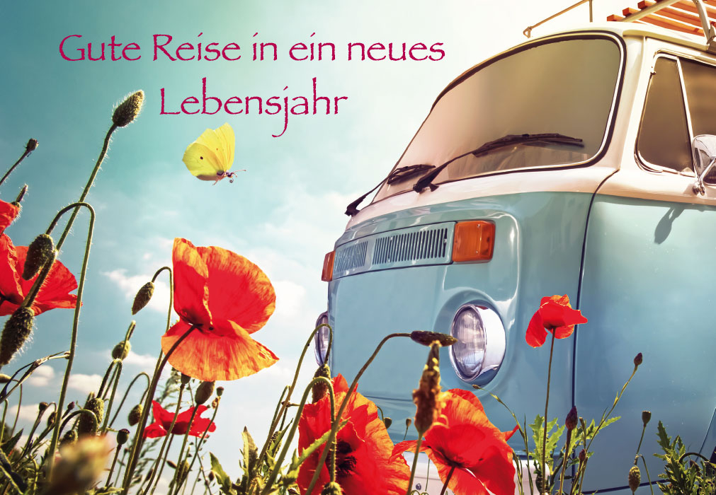 Geburtstag - VW Bus hellblau