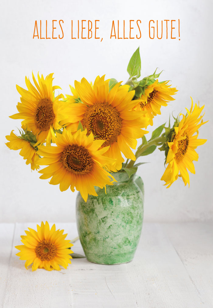 Blumen - Sonnenblumen in grüner Vase