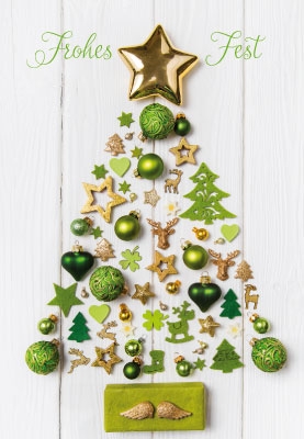 Weihnachten - grüne und goldene Christbaumkugeln