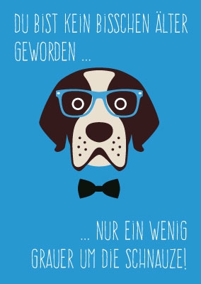 Postkarte - Hund mit Brille, illustriert