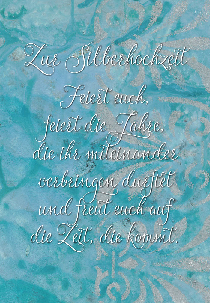 Silberhochzeit - Illustration blau/silber