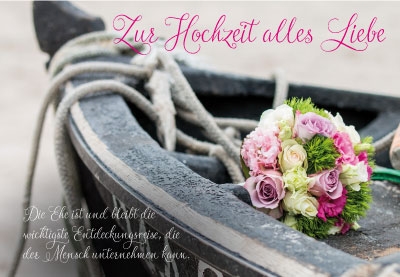 Hochzeit - schwarzes Boot mit Blumen