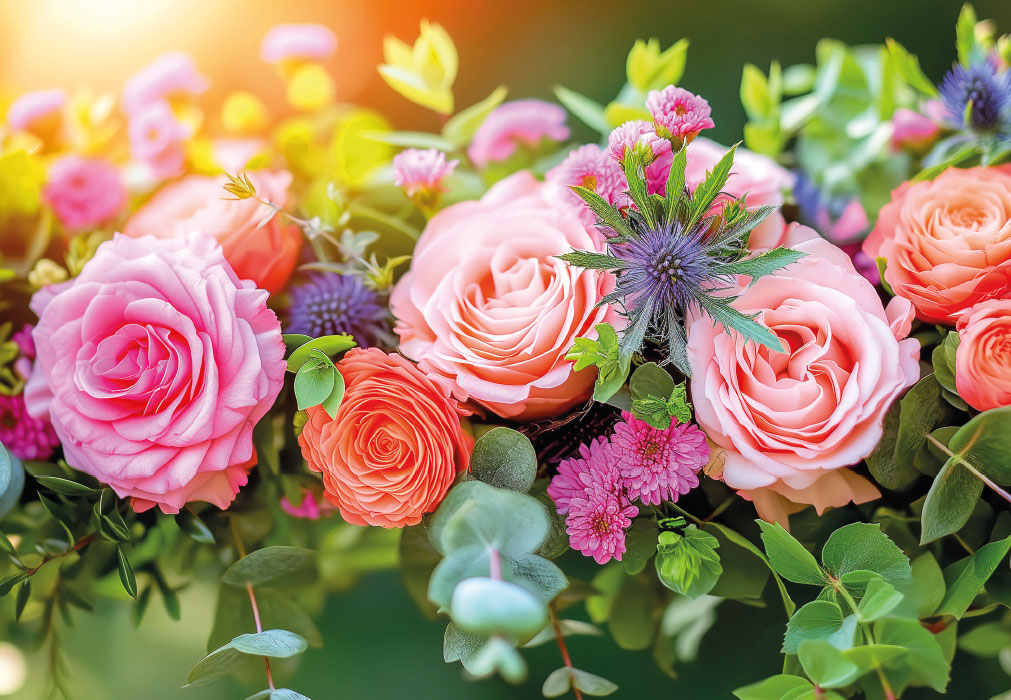 Blumen - rosa und orangene Rosen
