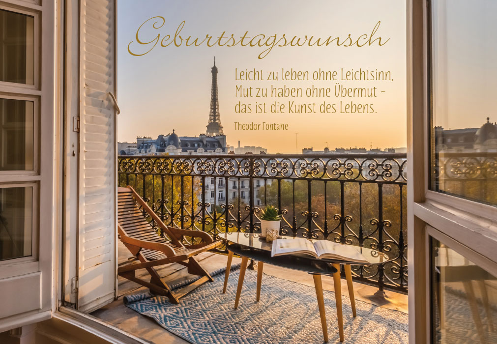 Geburtstag - Balkon in Paris, Eiffelturm NEU!!!