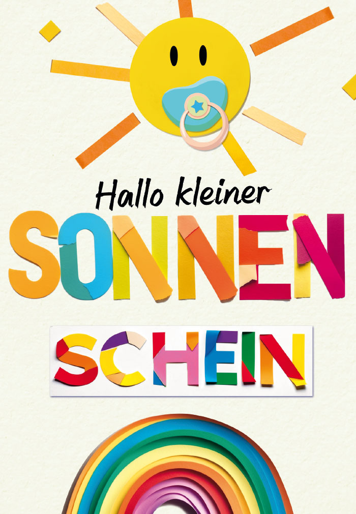 Geburt - Sonne, Regenbogen aus bunten Papier